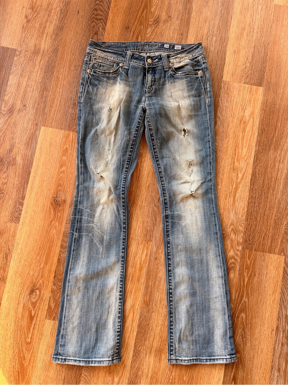 Miss Me Faded Blue Distressed Boot Cut Jeans
